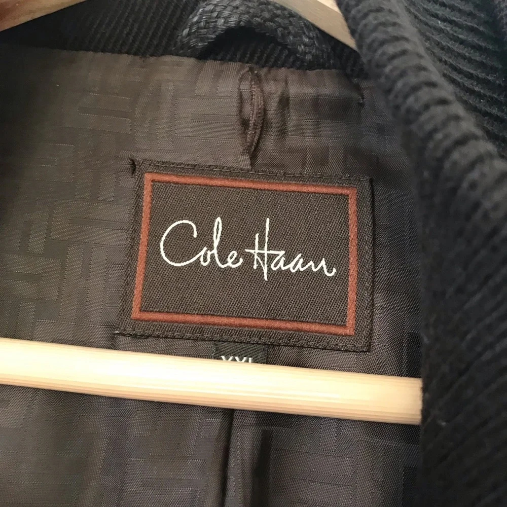 Cole Haan Wool blend Brown Double Closure Zip & Button Peacoat Sz XXL